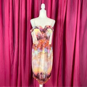Venus pink watercolor convertible sheath mini dress, size 12